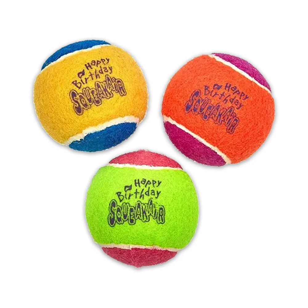 Kong Air Dog Squeakair Dog Toy Birthday Balls Medium 3 Count - Image 2