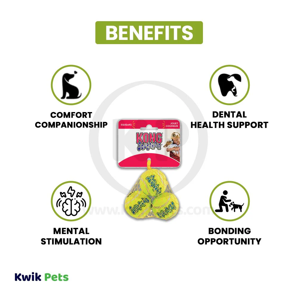 KONG Air Dog Squeakair Tennis Ball Dog Toy X-Small 3 Count - Image 3