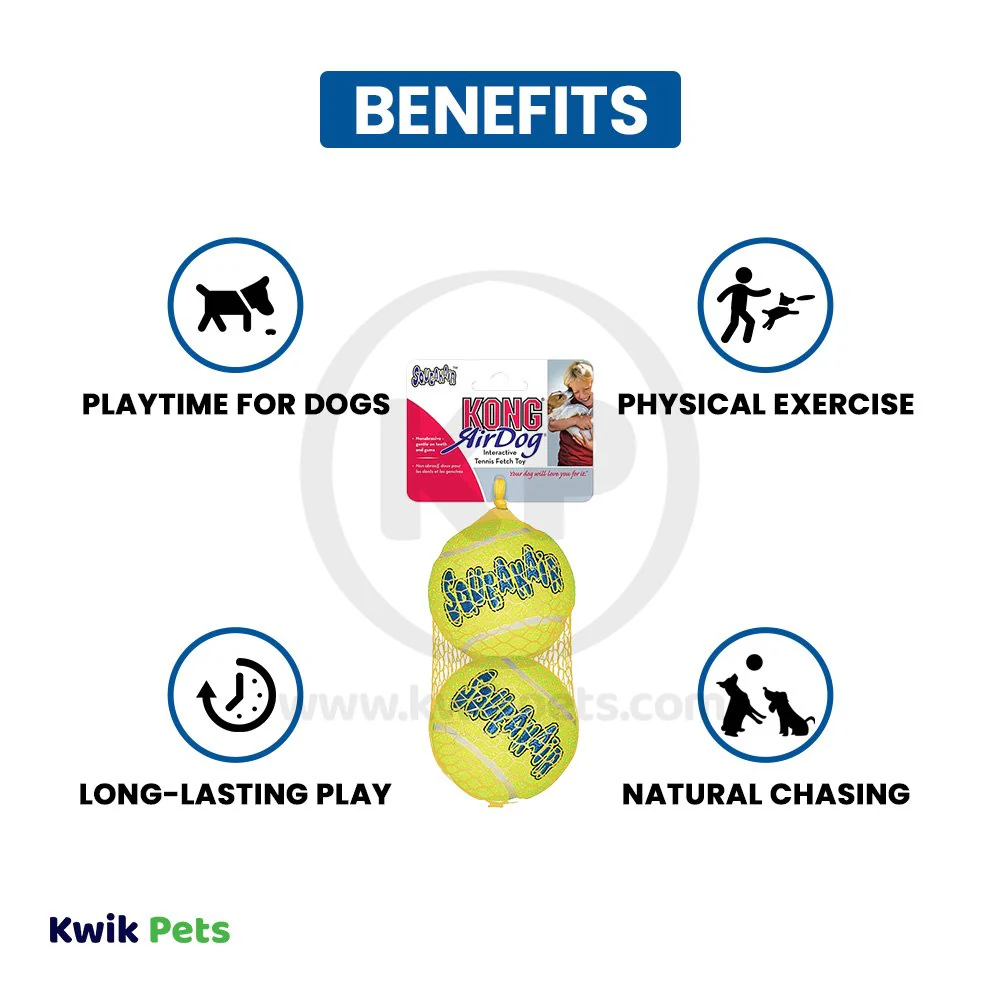 KONG AirDog Squeakair Tennis Ball Dog Toy Large 2 Count - Image 3
