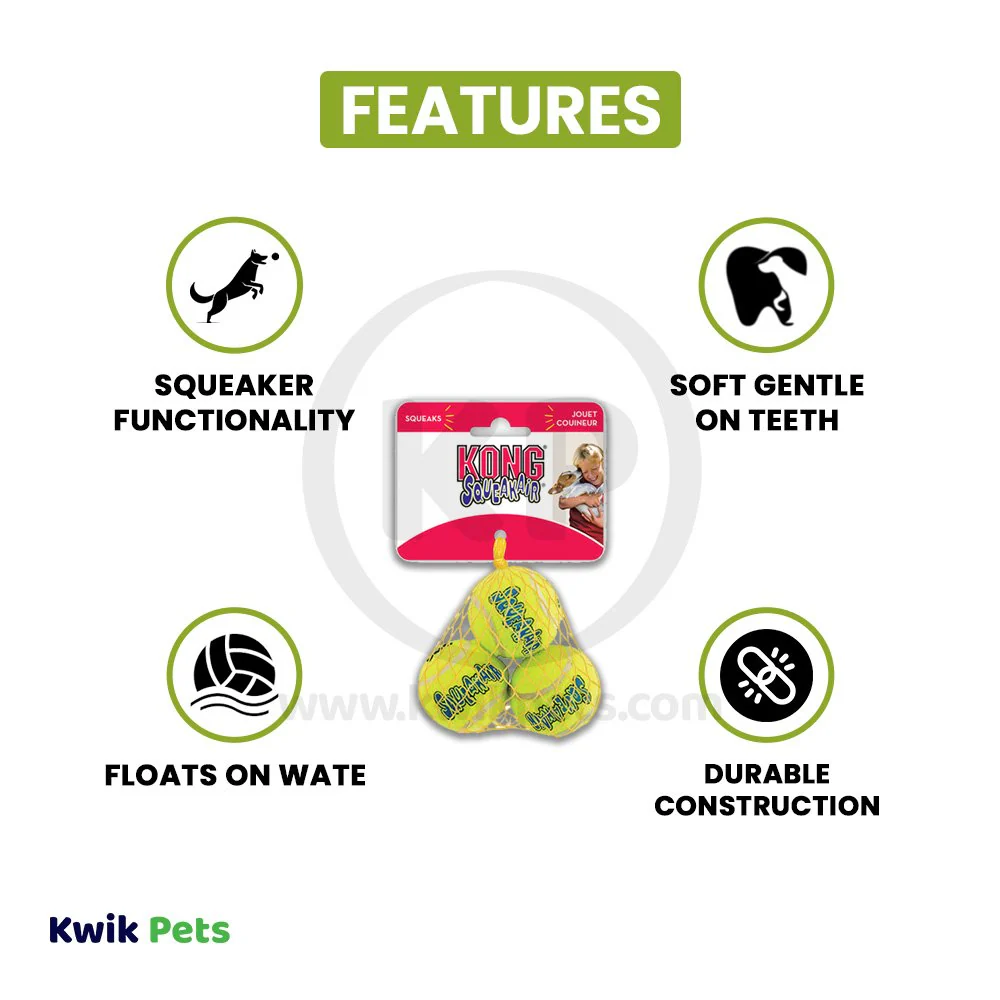 KONG Air Dog Squeakair Tennis Ball Dog Toy Medium 3 Count - Image 3