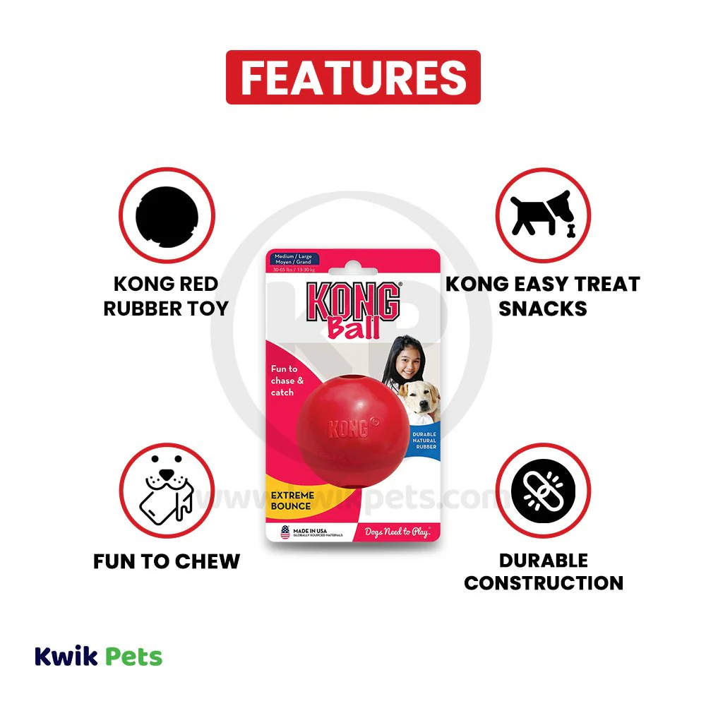 KONG Ball Dog Toy Red Medium/Large - Image 2