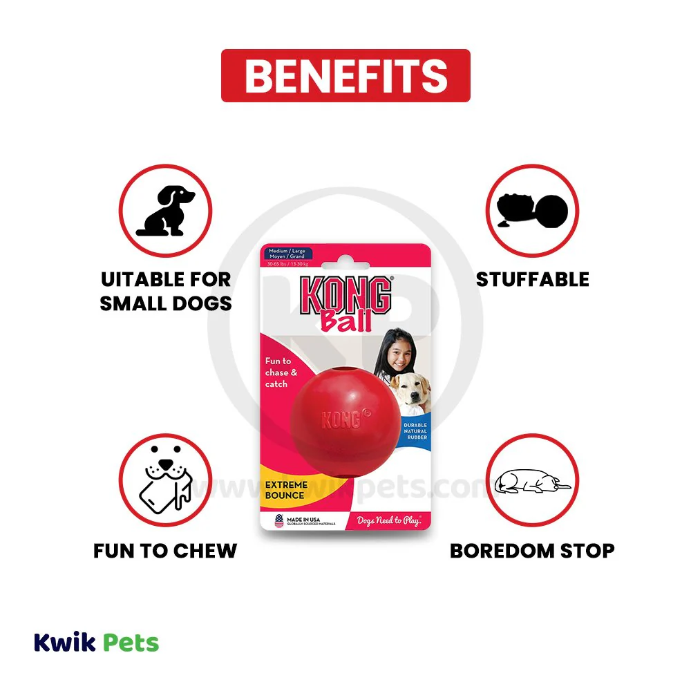 KONG Ball Dog Toy Red Medium/Large - Image 3