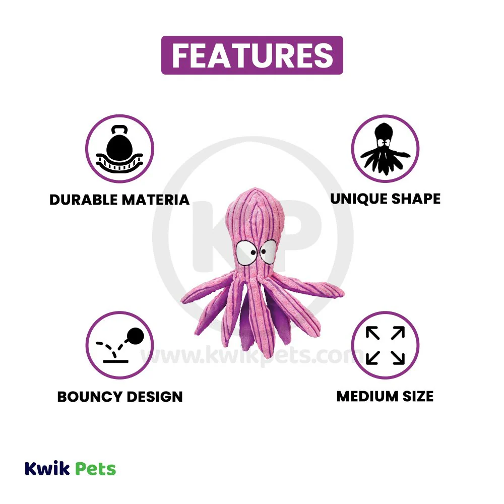 KONG CuteSeas Octopus Dog Toy Pink Purple Medium - Image 2