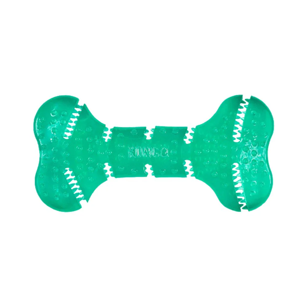 KONG Dental Squeezz Bone Dog Chew Toy Teal Medium - Image 2