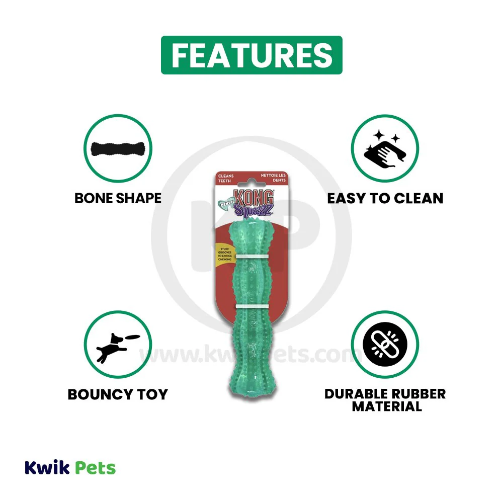 KONG Dental Squeezz Stick Dog Chew Toy Teal Medium - Image 3