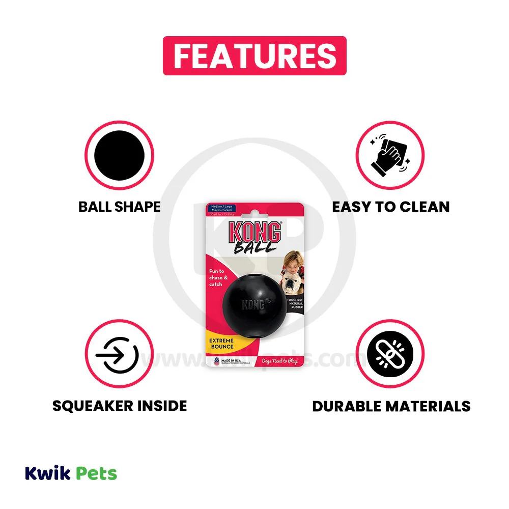 KONG Extreme Ball Dog Toy Black Medium/Large - Image 2