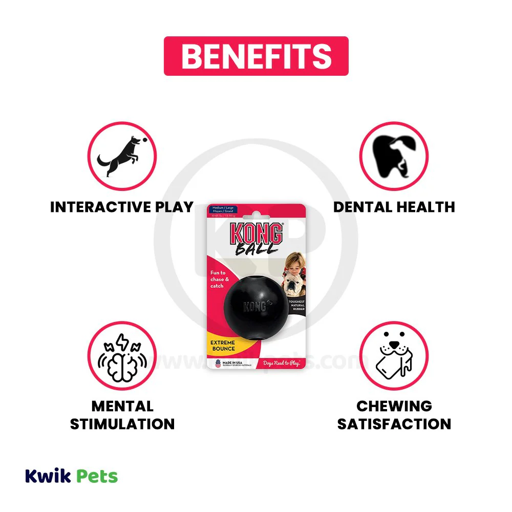 KONG Extreme Ball Dog Toy Black Medium/Large - Image 3