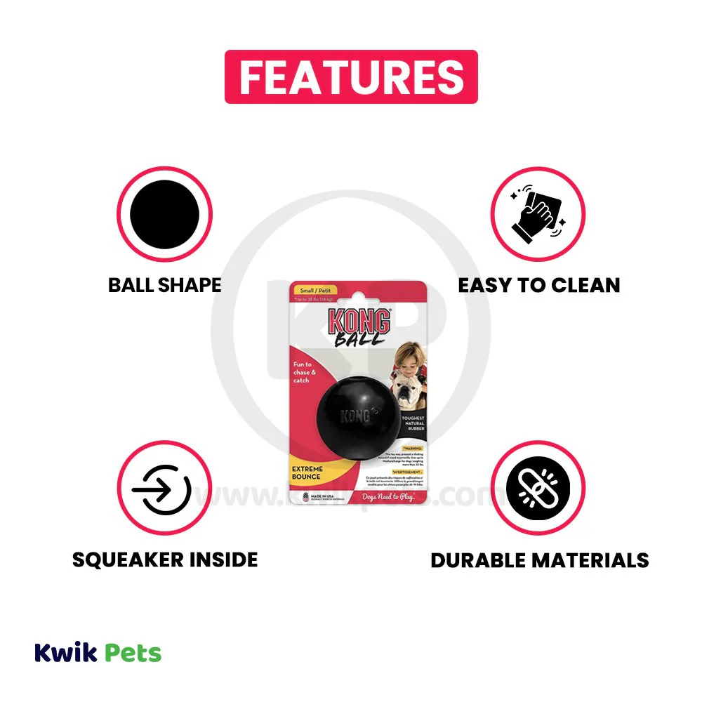 KONG Extreme Ball Dog Toy Black Small - Image 2
