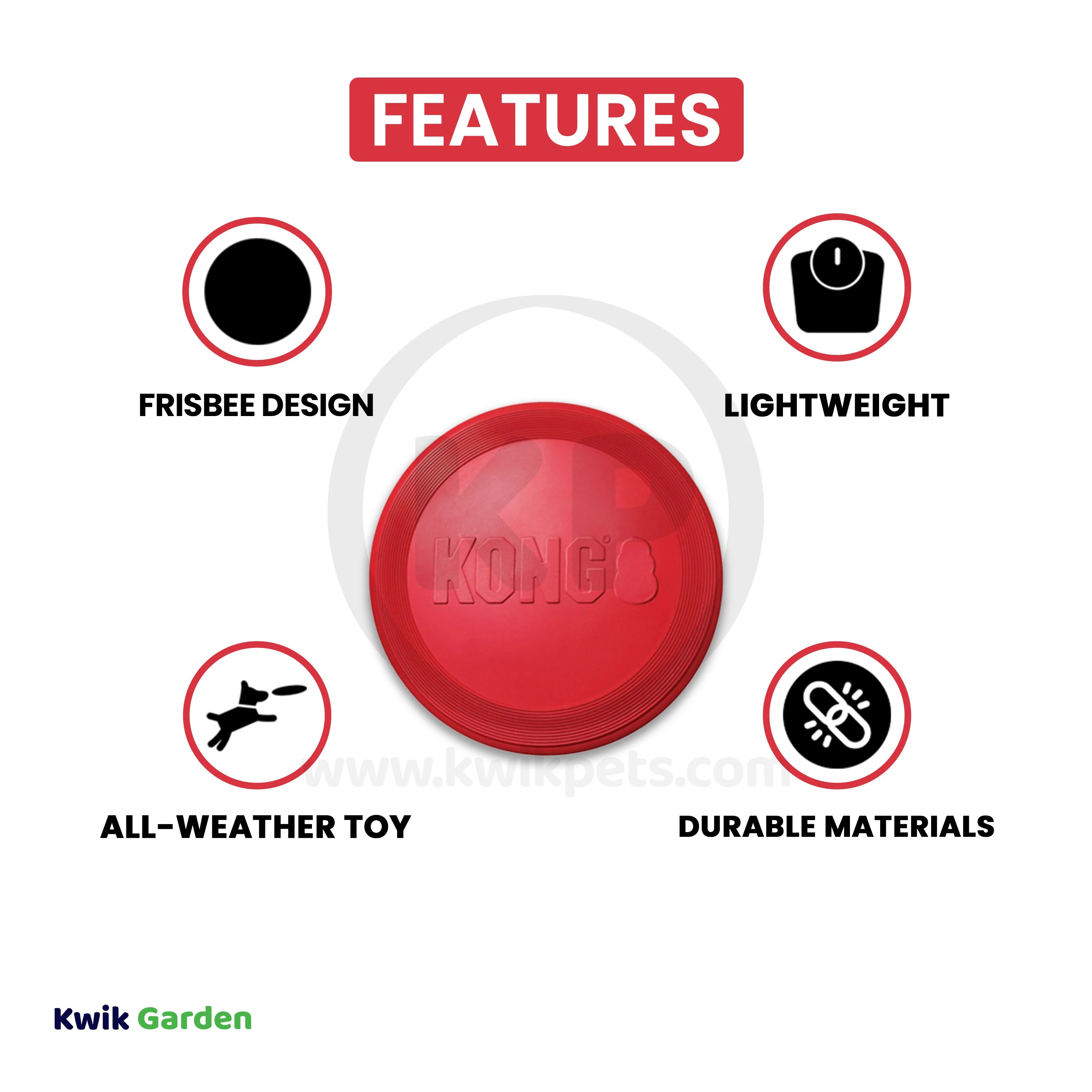 KONG Flyer Dog Toy Red Small - Image 2