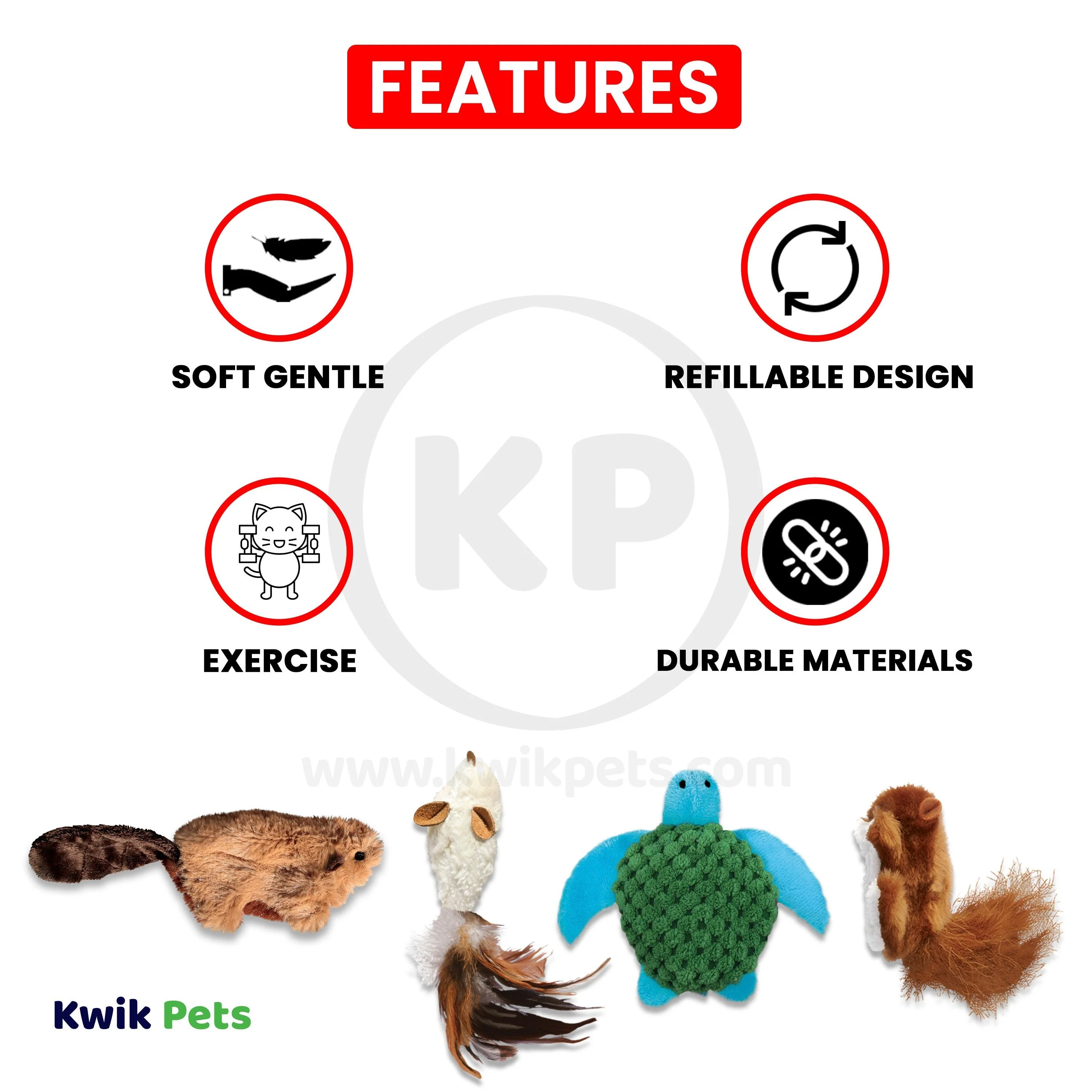 KONG Refillable Feather Mouse Catnip Cat Toy White One Size - Image 2
