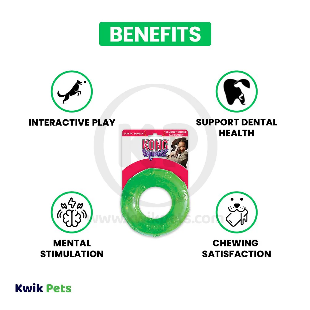 KONG Squeezz Ring Dog Toy Assorted Large - Image 3