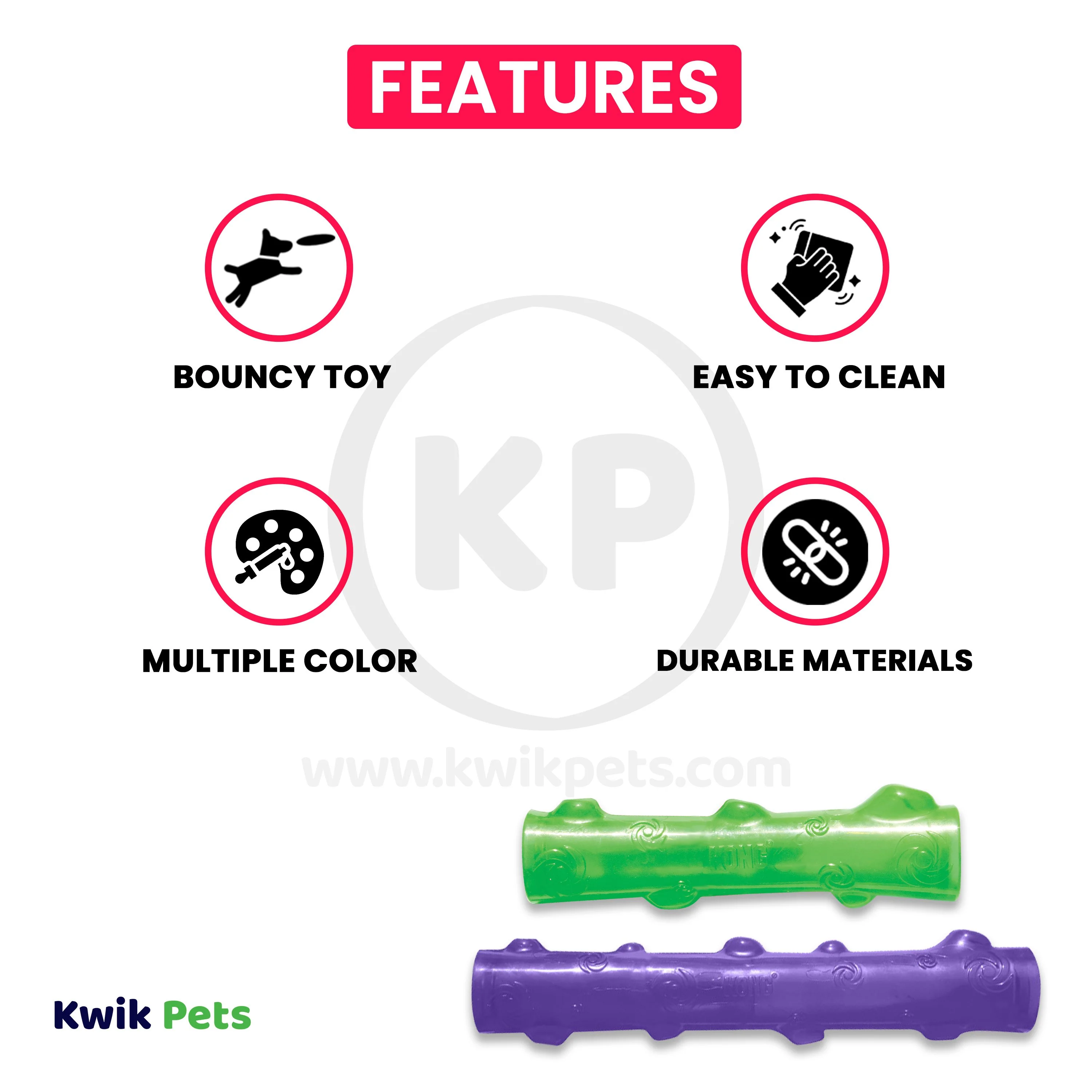 KONG Squeezz Stick Dog Toy Assorted Medium - Image 2