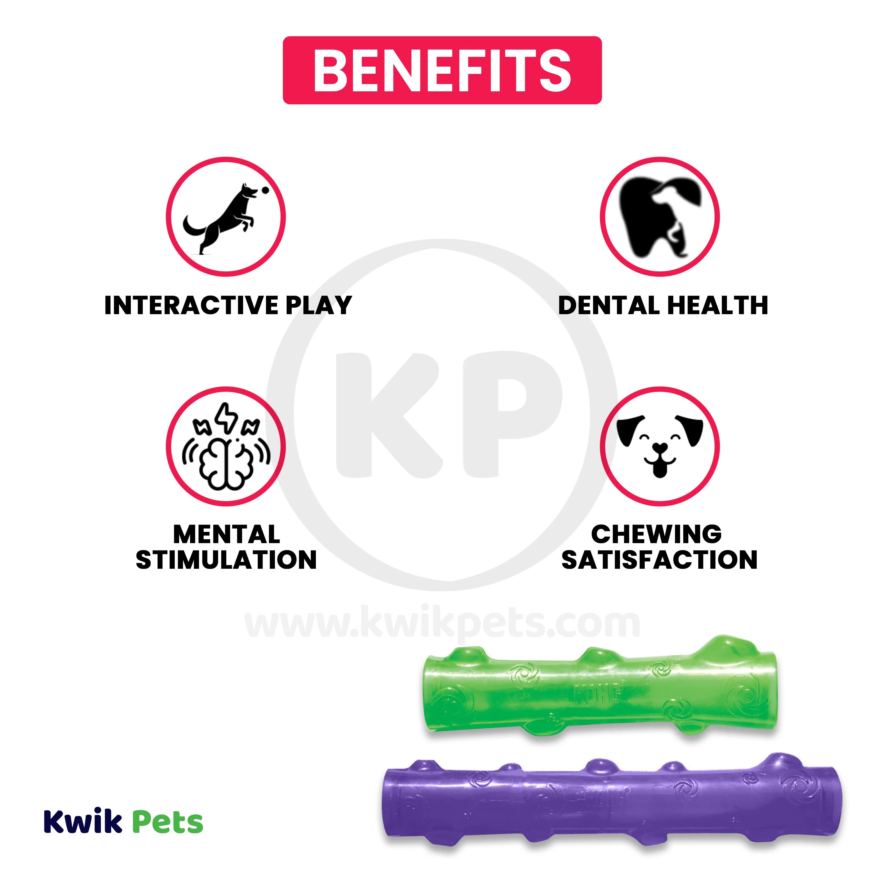 KONG Squeezz Stick Dog Toy Assorted Medium - Image 3