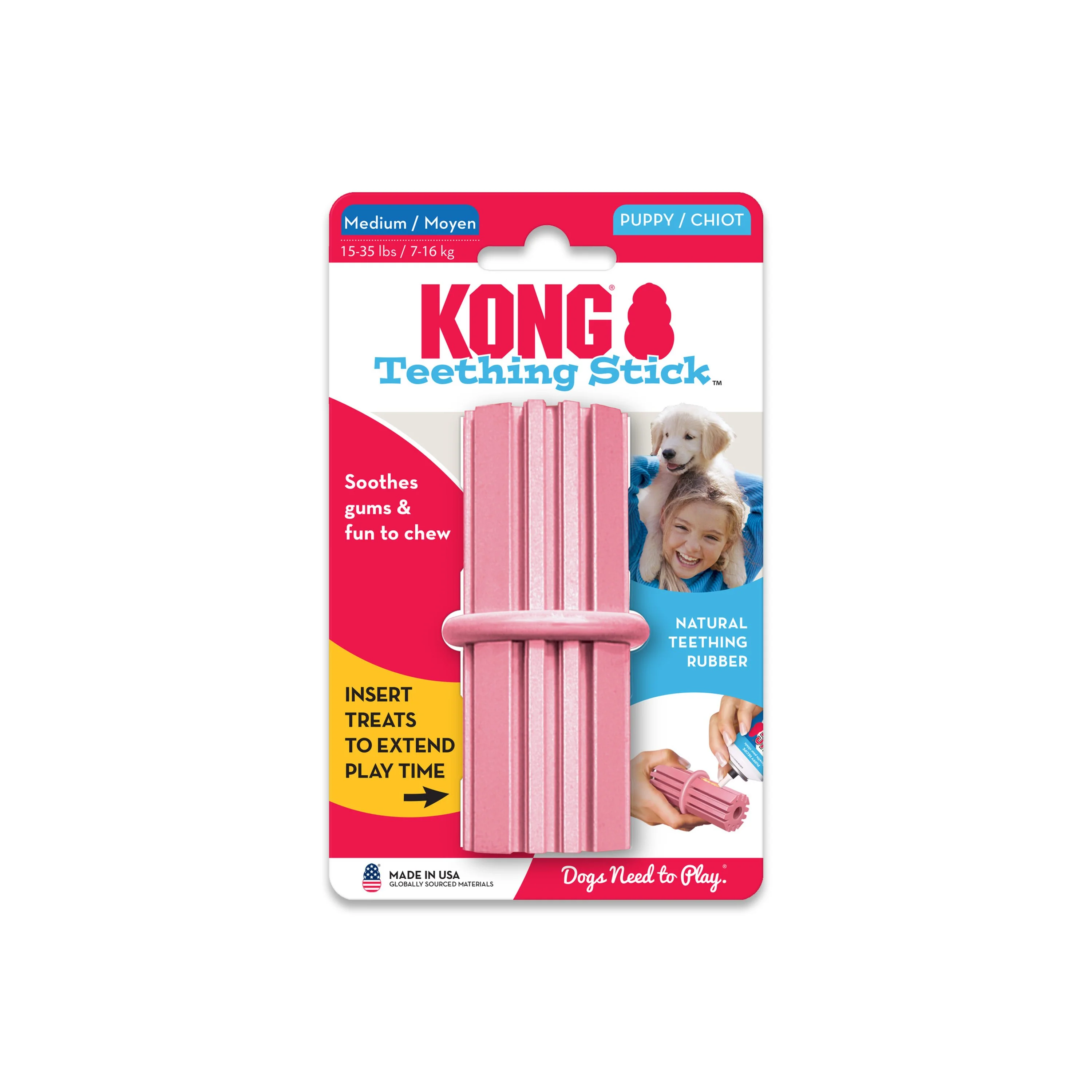 KONG Teething Stick Puppy Toy Assorted Medium