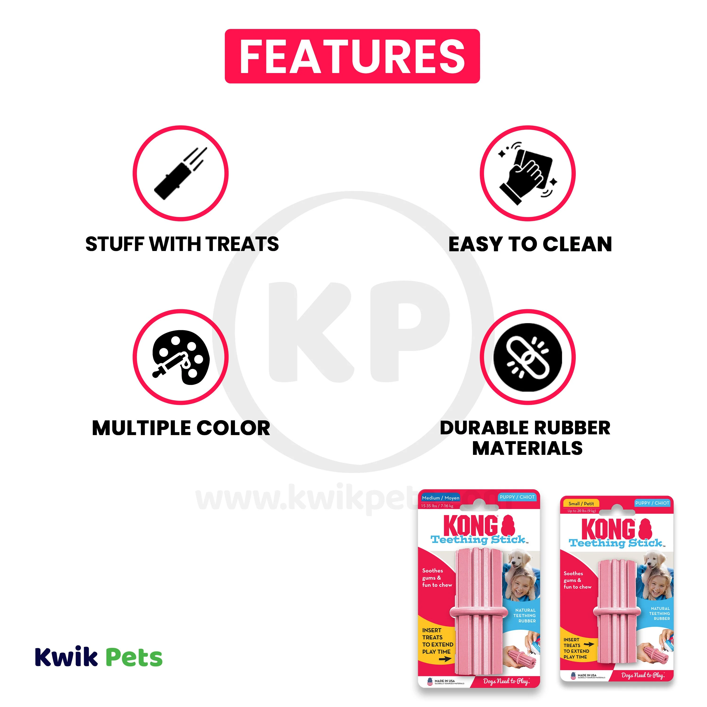 KONG Teething Stick Puppy Toy Assorted Medium - Image 3