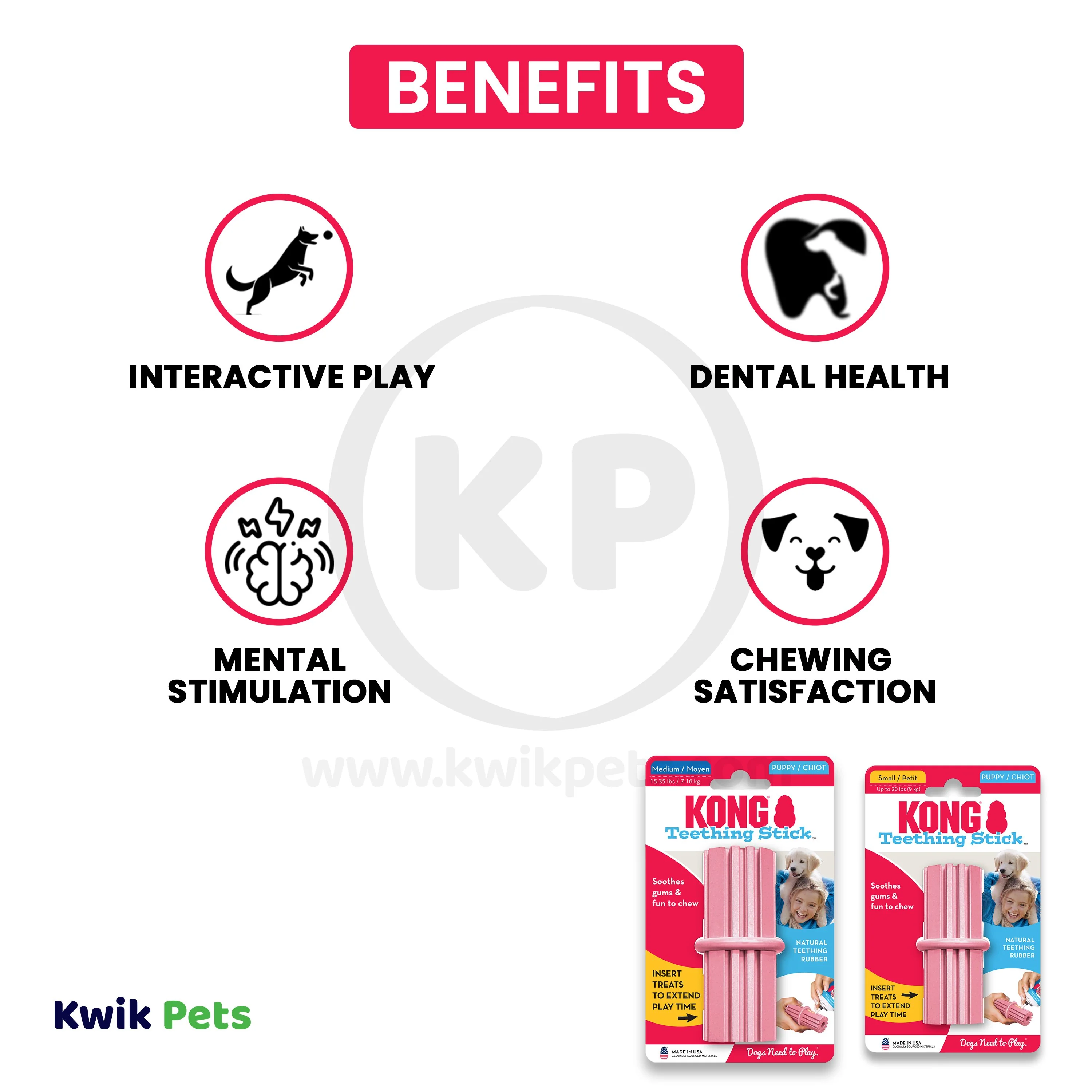 KONG Teething Stick Puppy Toy Assorted Medium - Image 4