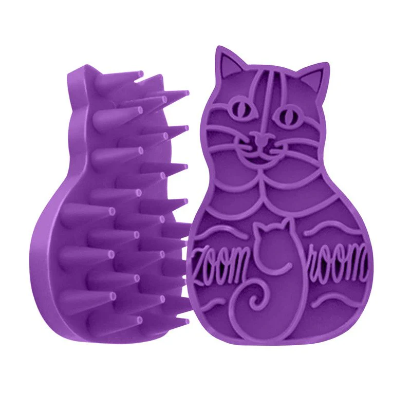 KONG Zoomgroom Cat Brush Purple One Size - Image 2