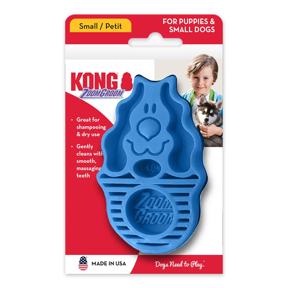 KONG Zoomgroom Rubber Dog Brush Boysenberry Small