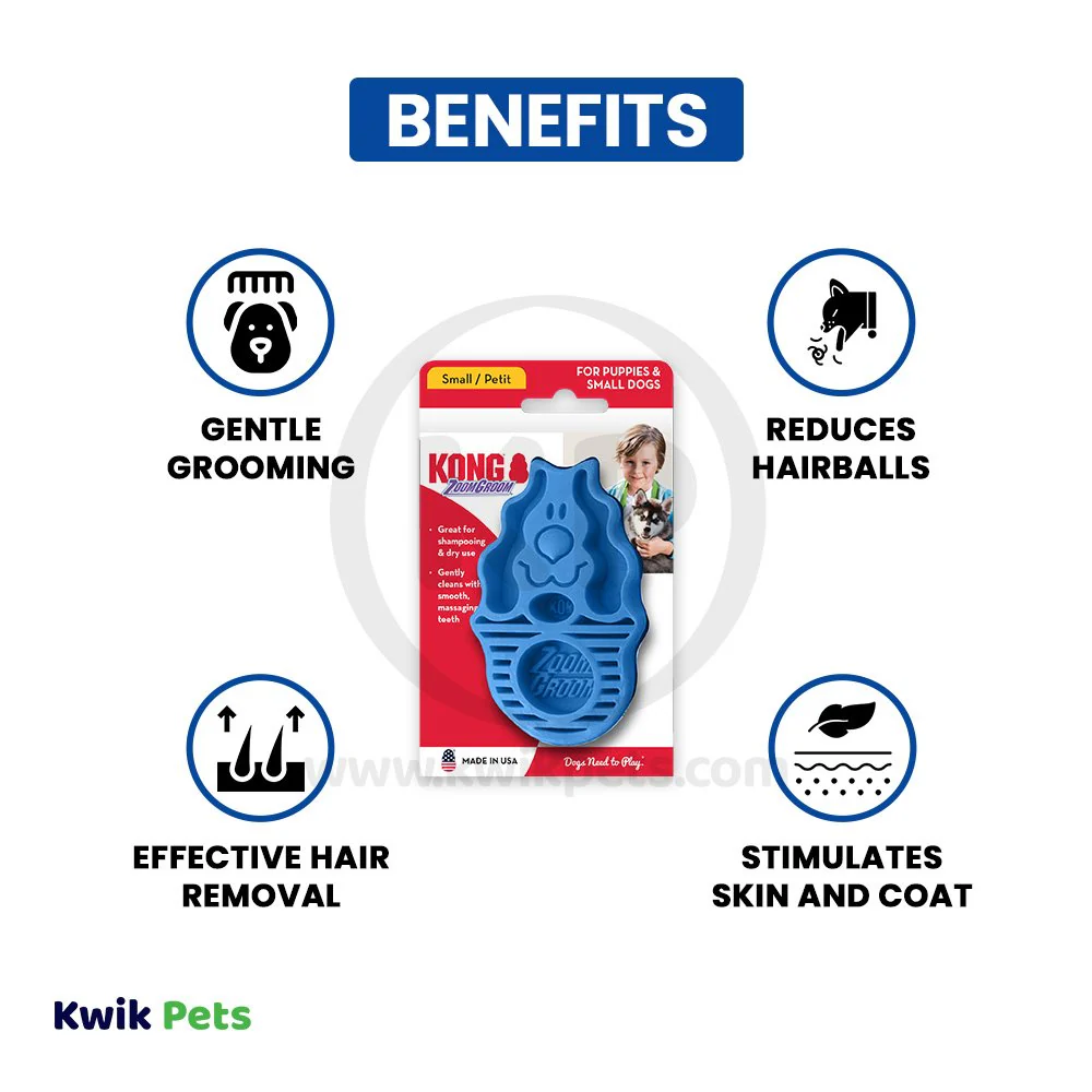 KONG Zoomgroom Rubber Dog Brush Raspberry Small - Image 3