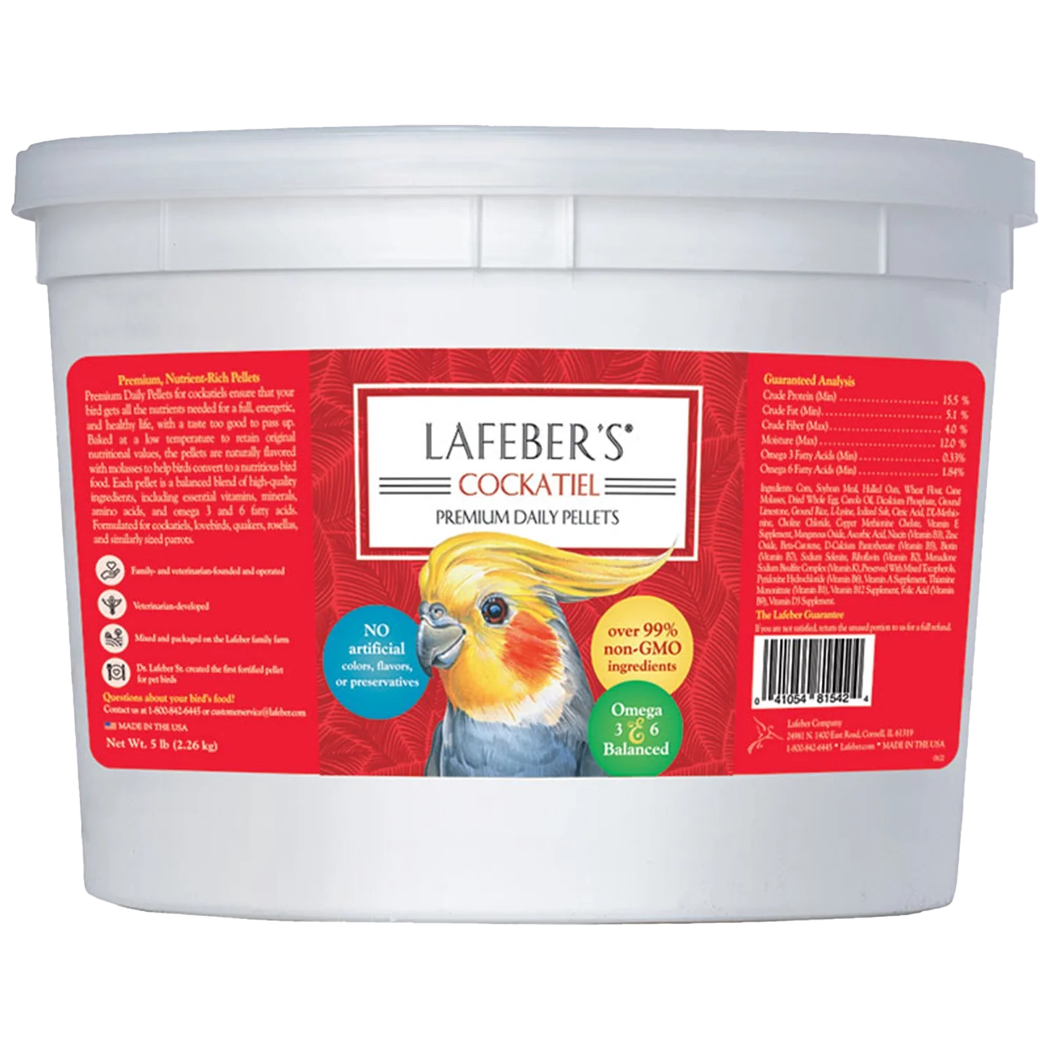 Lafeber Premium Daily Pellets Cockatiel Bird Food 5-lb