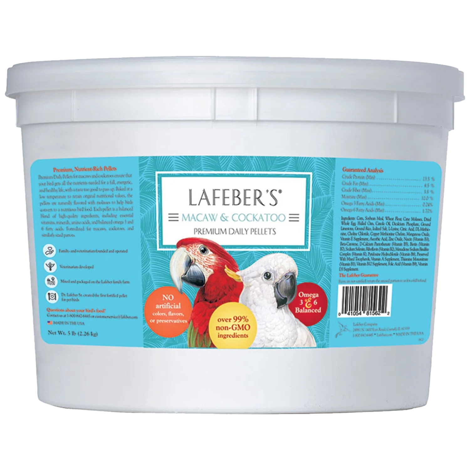 Lafeber Premium Daily Pellets Macaw & Cockatoo Bird Food 5-lb