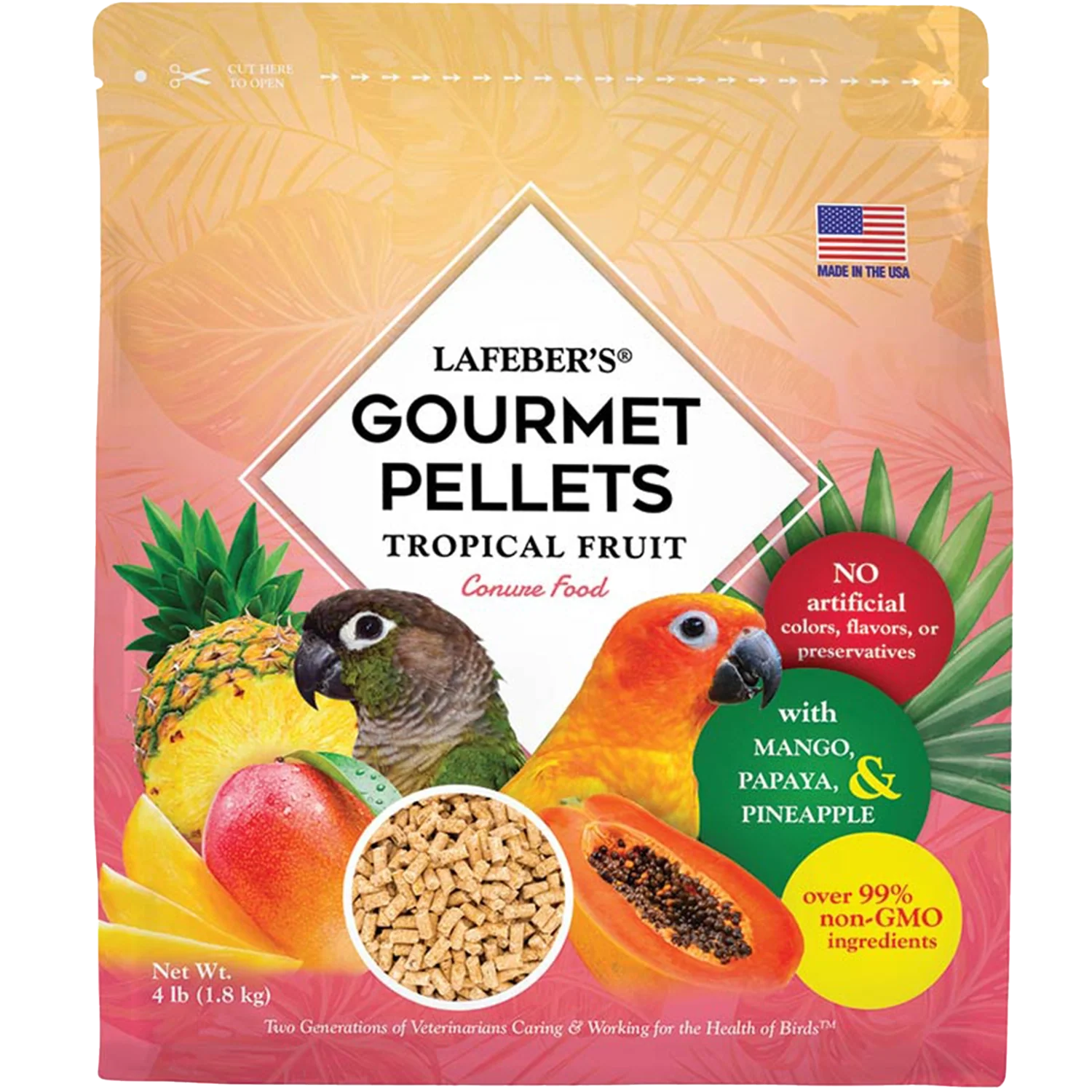 Lafeber Tropical Fruit Gourmet Pellets Conure Bird Food 4-lb
