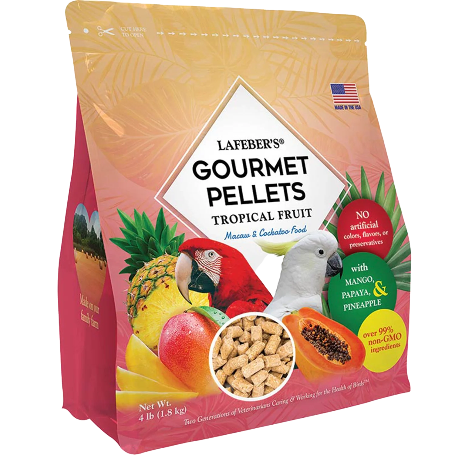 Lafeber Tropical Fruit Gourmet Pellets Macaw & Cockatoo Bird Food 4-lb - Image 3