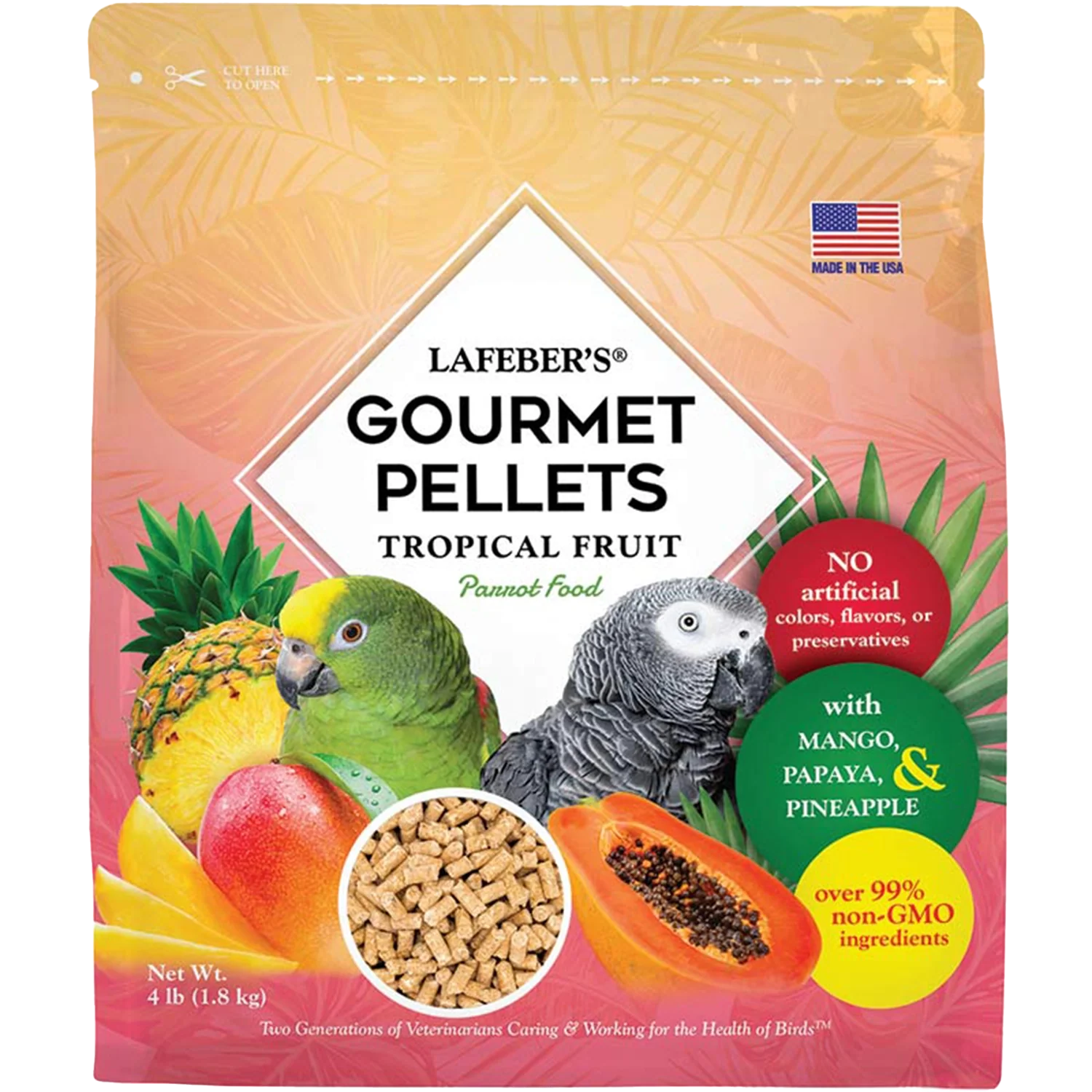Lafeber Tropical Fruit Gourmet Pellets Parrot Bird Food 4-lb
