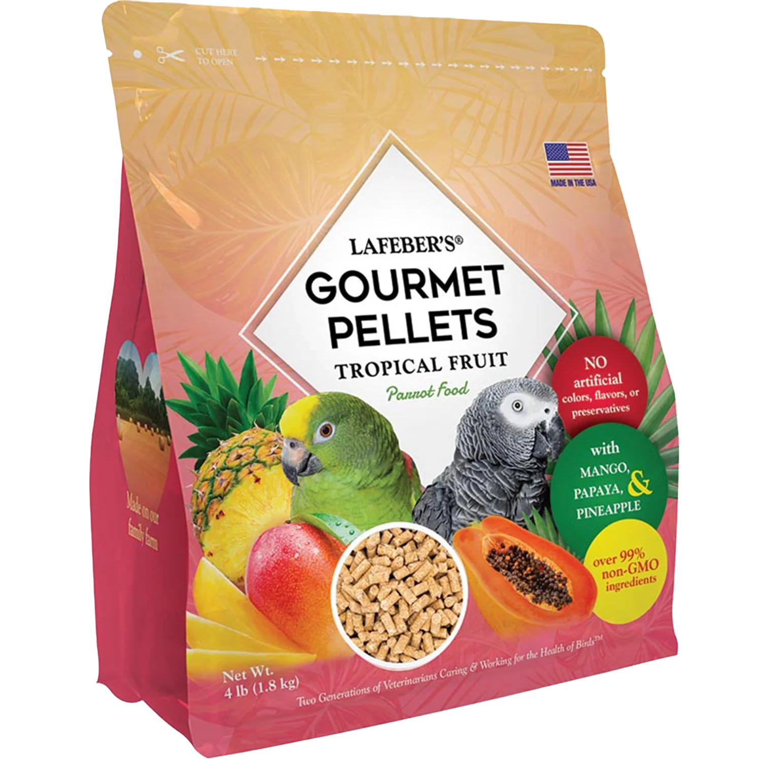 Lafeber Tropical Fruit Gourmet Pellets Parrot Bird Food 4-lb - Image 3