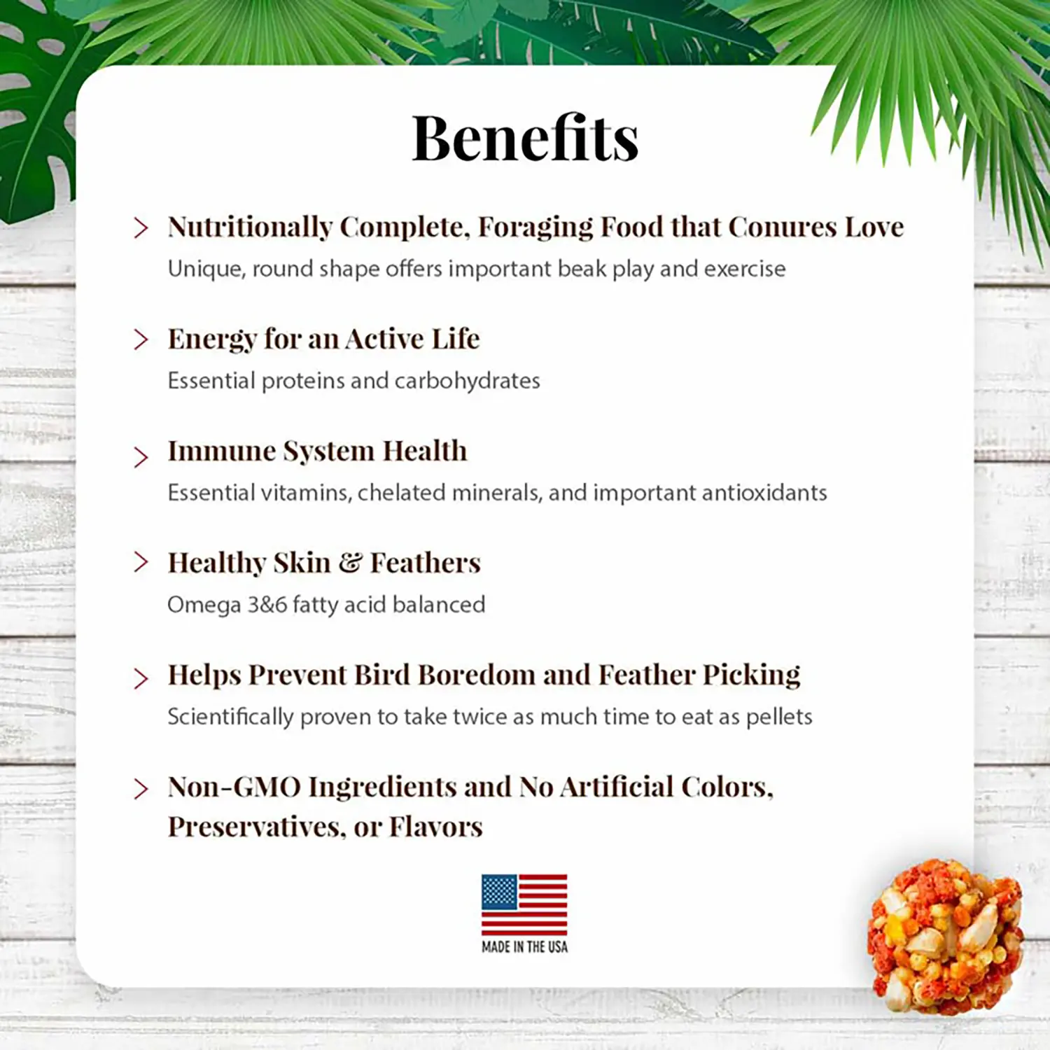 Lafeber Tropical Fruit Nutri-Berries Conure Bird Food 10-oz - Image 3