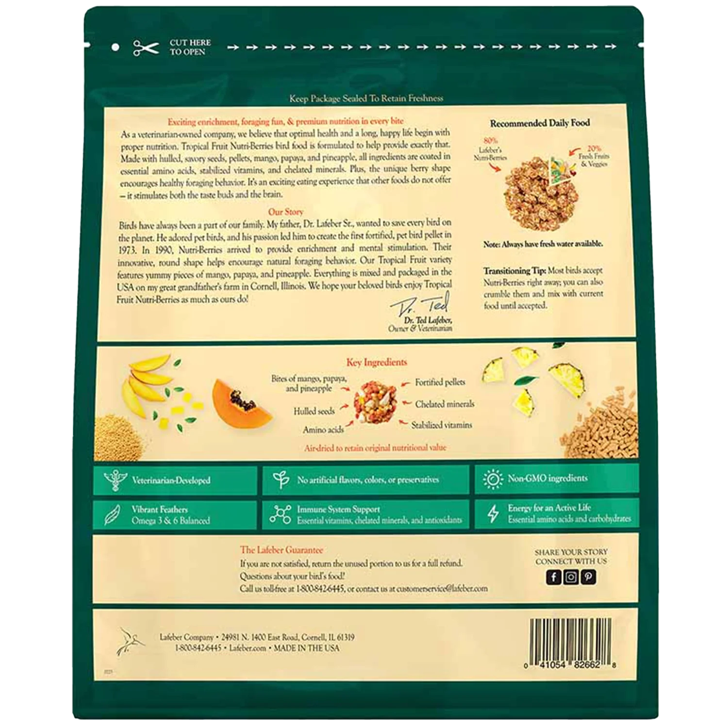 Lafeber Tropical Fruit Nutri-Berries Macaw & Cockatoo Bird Food 3-lb - Image 2