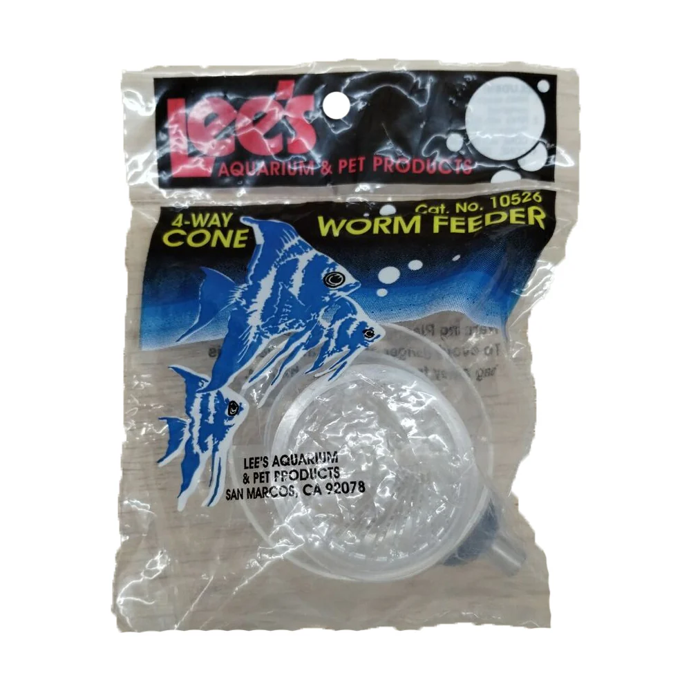 Lee's Aquarium & Pet Products 4-Way Cone Worm Clear Fish Food Feeder