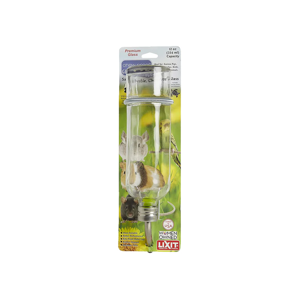 Lixit Chew Proof Glass Bottle for Small Animals Clear 12-oz