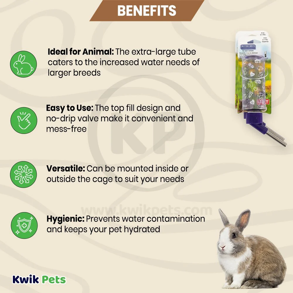 Lixit Clear Water Bottle for Small Animals 4-oz - Image 3