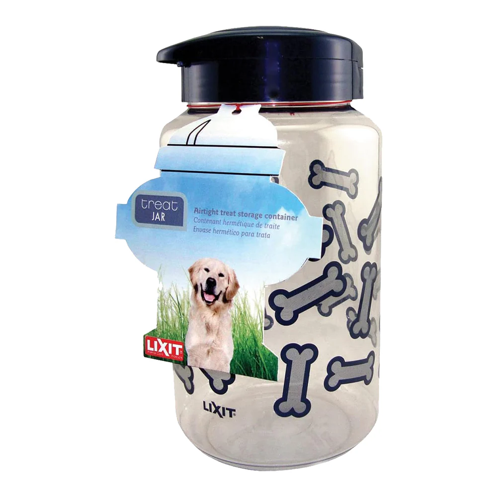 Lixit Dog Treat Jar Container Grey Clear Large