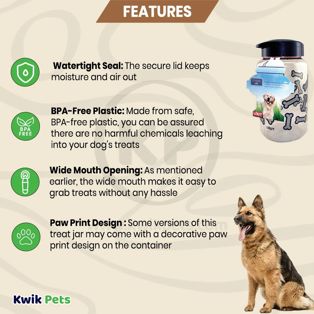 Lixit Dog Treat Jar Container Grey Clear Large - Image 2