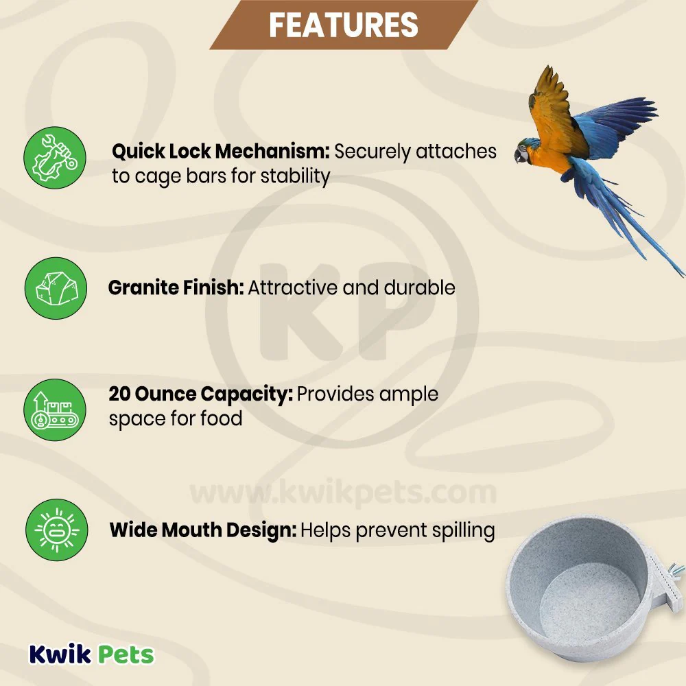 Lixit Quick Lock Crock Hanging Feeder for Small Animals Granite 10-oz - Image 2