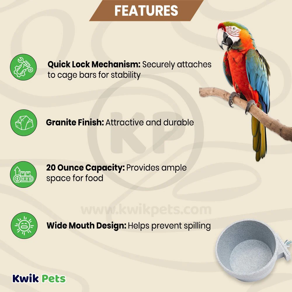 Lixit Quick Lock Crock Hanging Feeder for Small Animals Granite 20-oz - Image 2