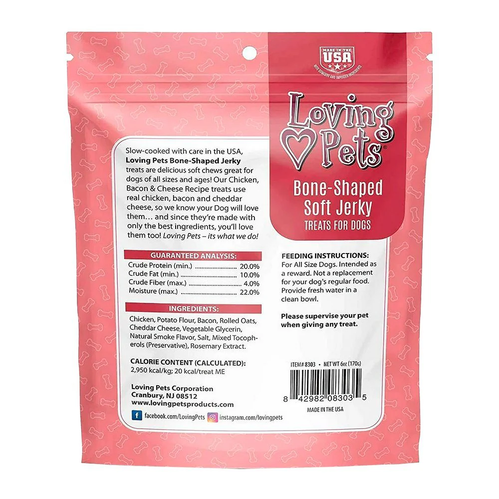 Loving Pets Bone-Shaped Soft Jerky Dog Treat Chicken Bacon & Cheese 6-oz - Image 2