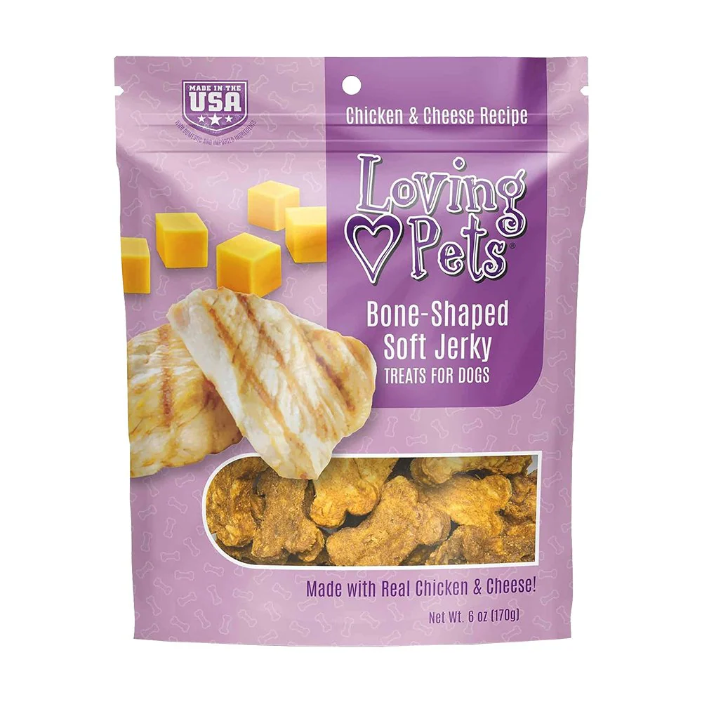 Loving Pets Bone-Shaped Soft Jerky Dog Treat Chicken & Cheese 6-oz