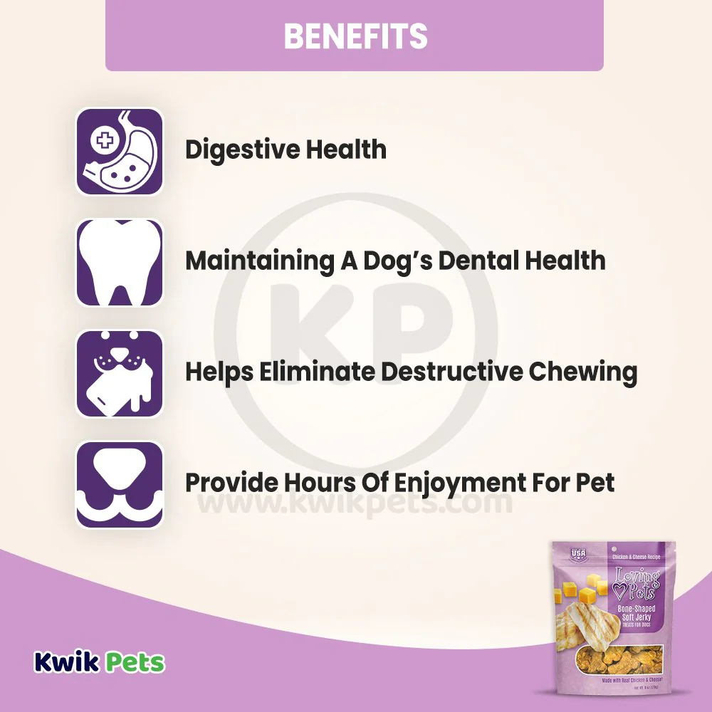 Loving Pets Bone-Shaped Soft Jerky Dog Treat Chicken & Cheese 6-oz - Image 4