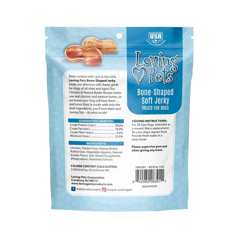 Loving Pets Bone-Shaped Soft Jerky Dog Treat Chicken & Peanut Butter 6-oz - Image 2