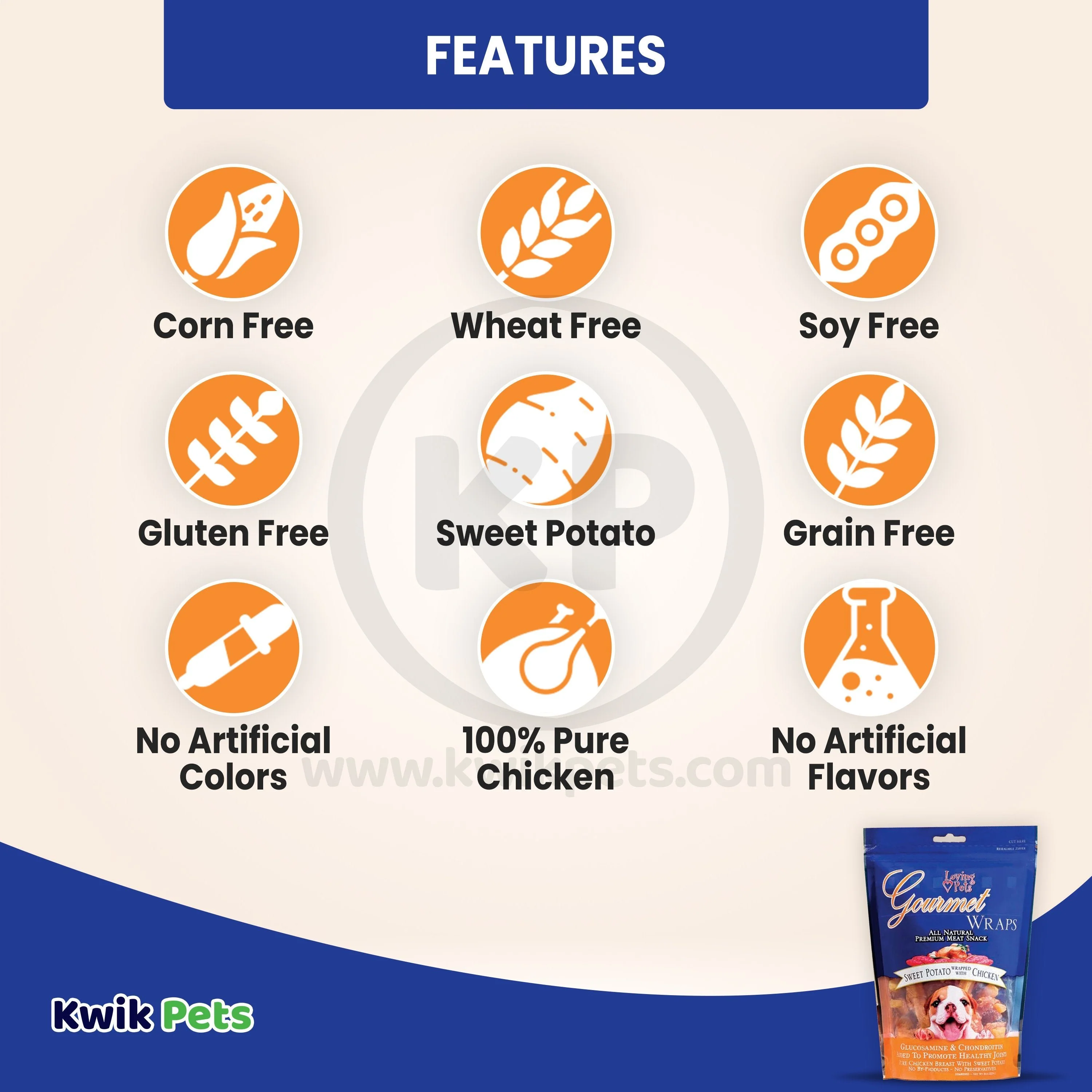 Loving Pets Gourmet Wraps Dog Treat Sweet Potato & Chicken 8-oz - Image 2