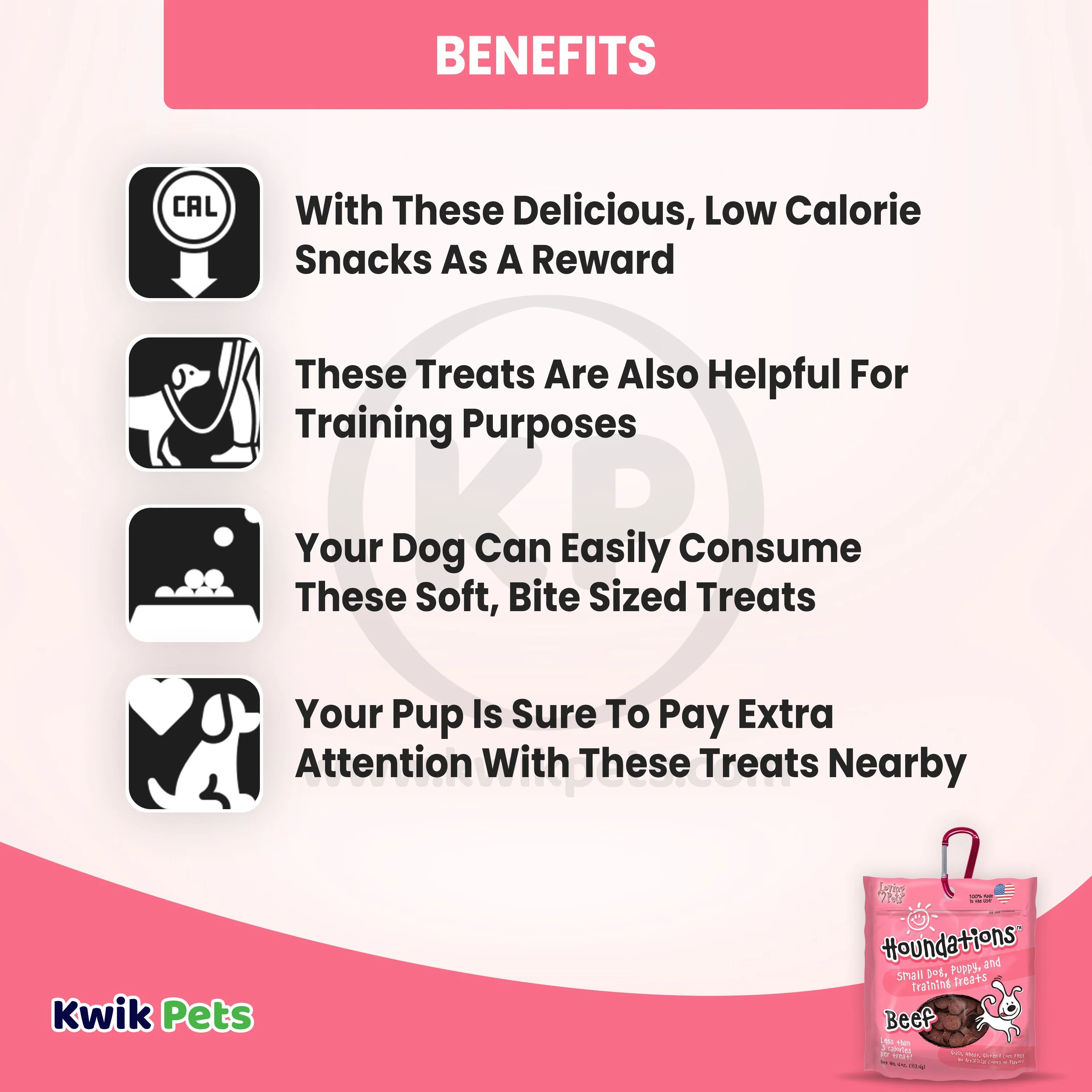 Loving Pets Houndations Small Dog & Puppy Training Treats Beef 4-oz - Image 3