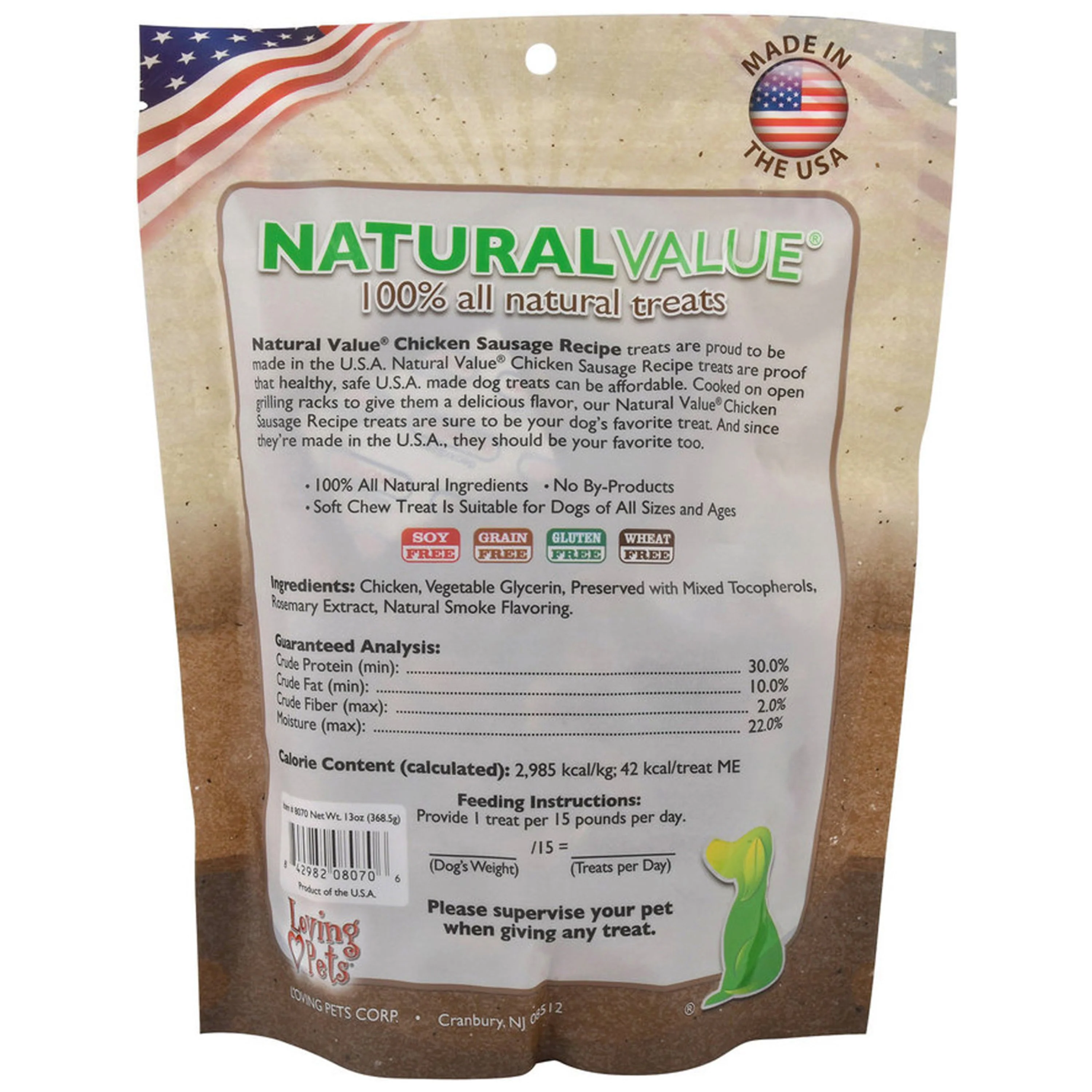 Loving Pets Natural Value Chicken Sausages Dog Treat 13-oz - Image 2