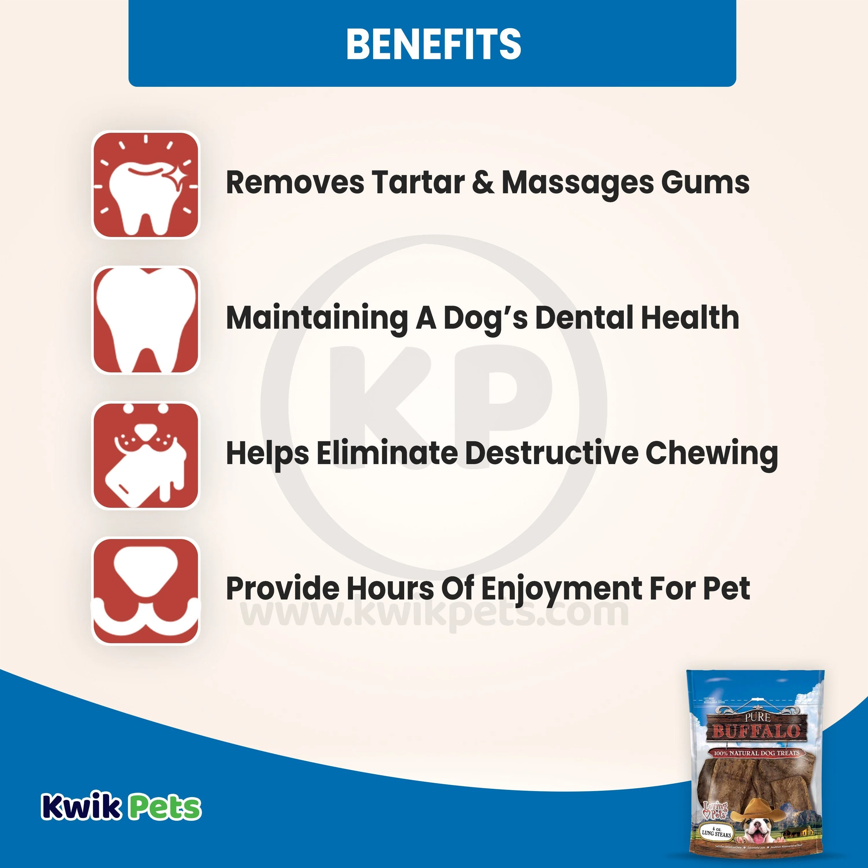 Loving Pets Pure Buffalo Lung Steaks Dog Treat 4-oz - Image 3