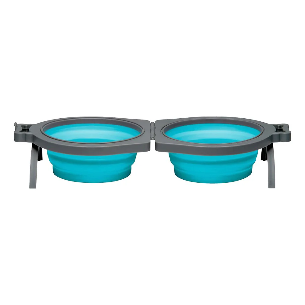 Loving Pets Travel Double Diner Dog Bowl Blue Medium - Image 3