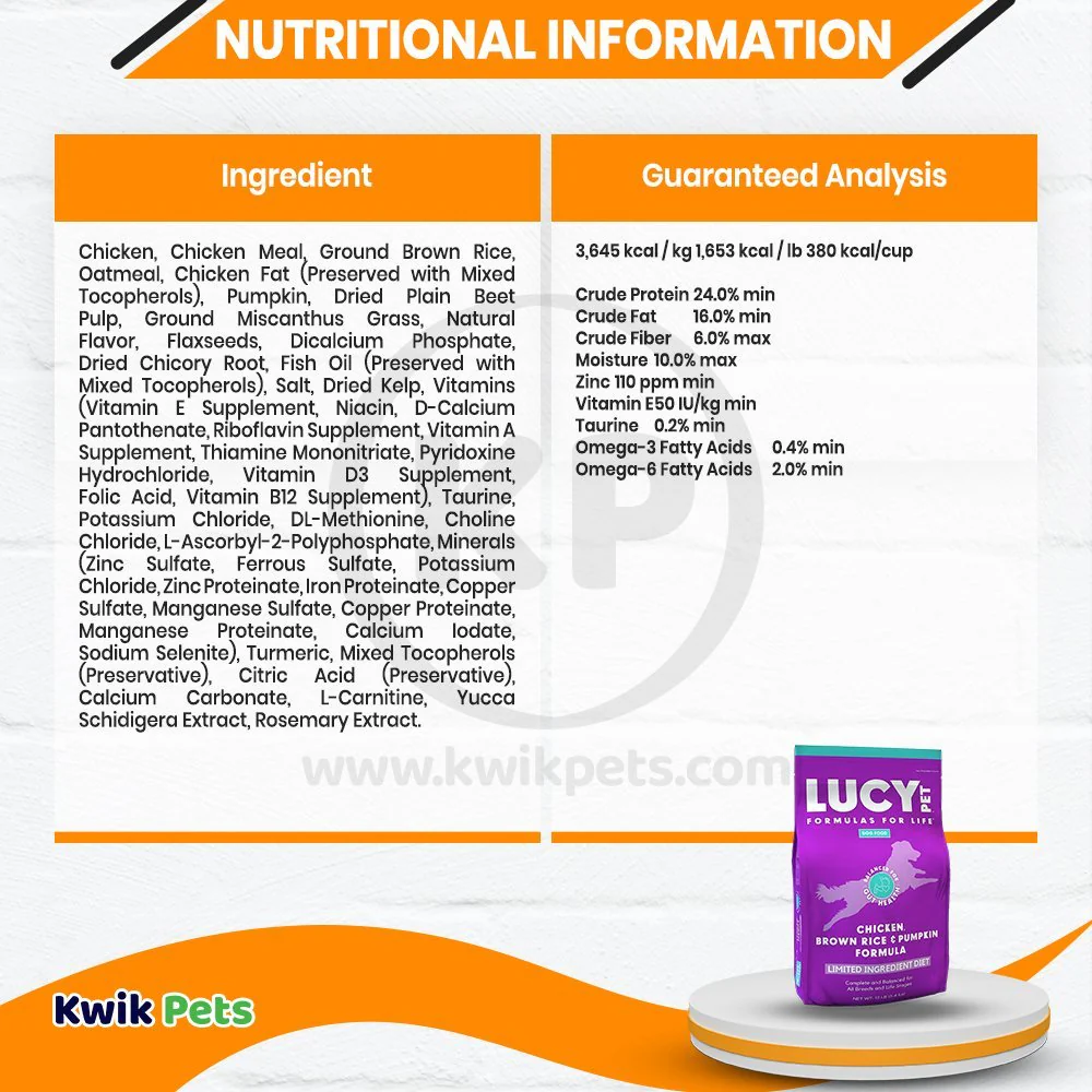 Lucy Pet Products Formula for Life L.I.D. Dry Dog Food Chicken Brown Rice & Pumpkin 4.5-lb - Image 5