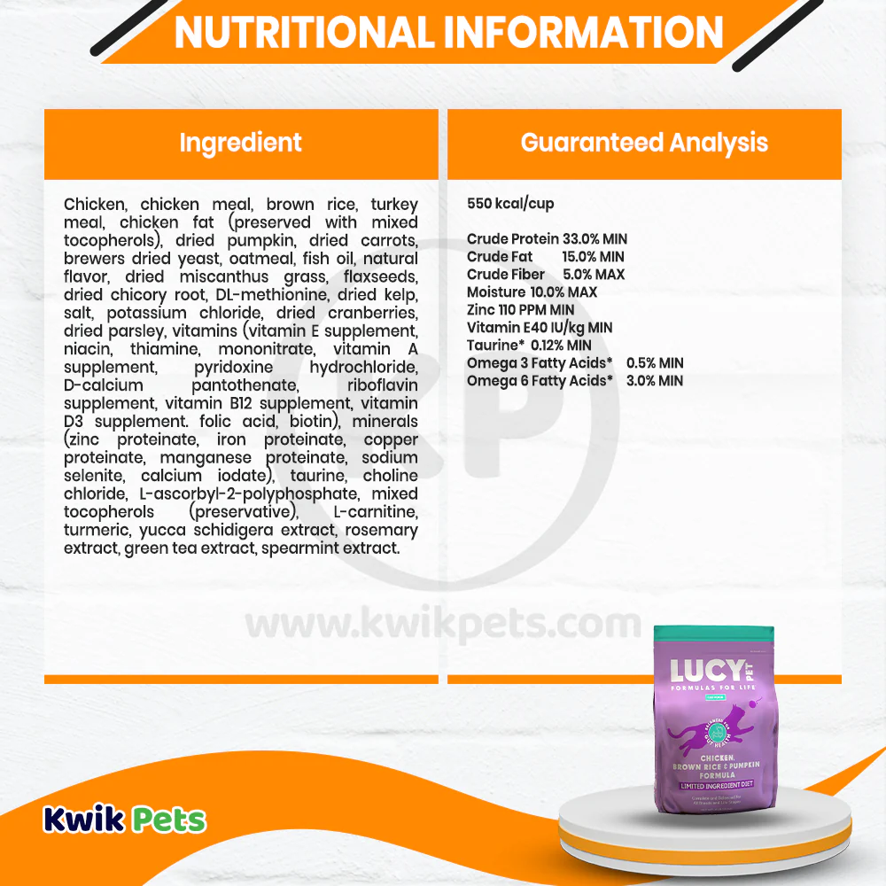 Lucy Pet Products Formulas for Life Dry Cat Food Chicken Brown Rice & Pumpkin 4-lb - Image 5