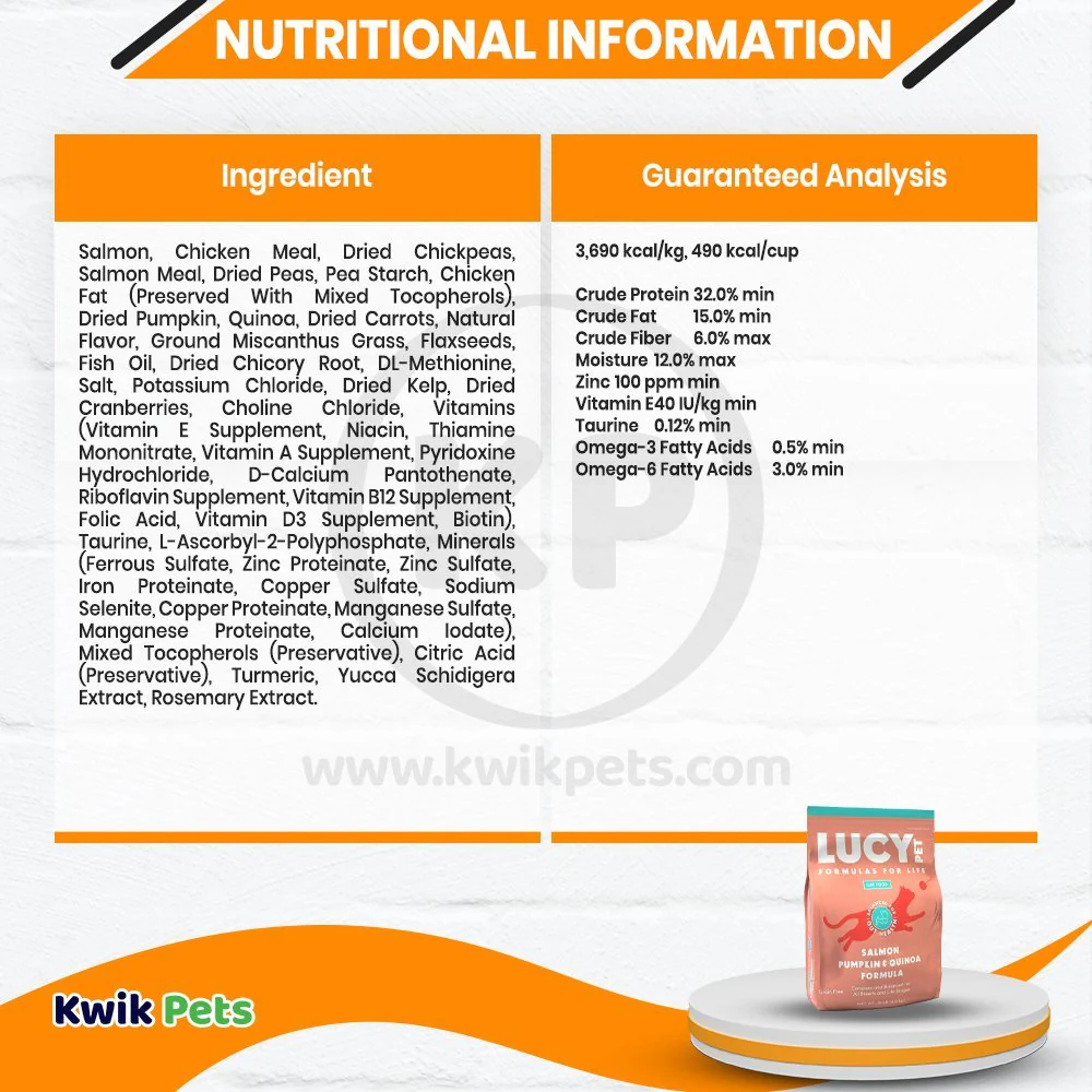 Lucy Pet Products Formulas for Life Dry Cat Food Salmon Pumpkin & Quinoa 4-lb - Image 4